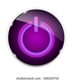 Glass power button icon . Vector illustration
