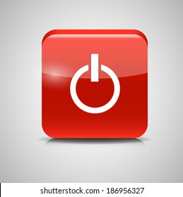 Glass Power Button Icon . Vector Illustration