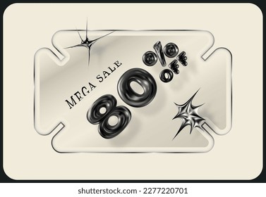 Glass price tags with volumetric figures. Sticker shape with transparent effect. Promotion with discount coupon. Modern shape and design	