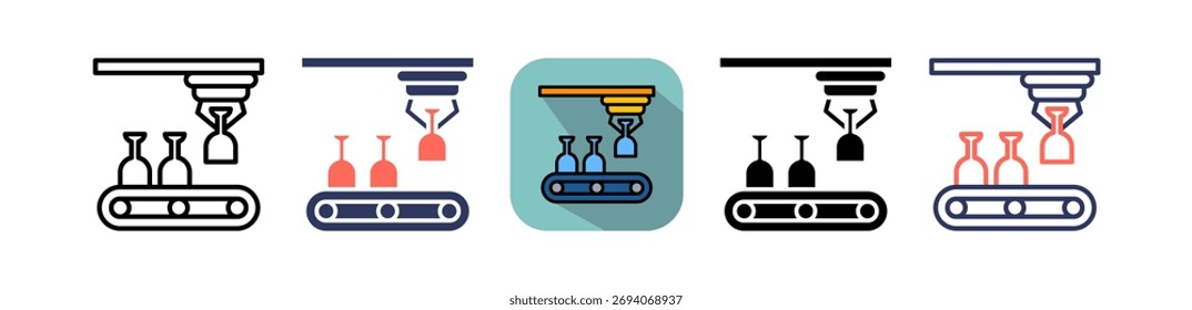 Glass Production Icon Multiple Vector Illustration