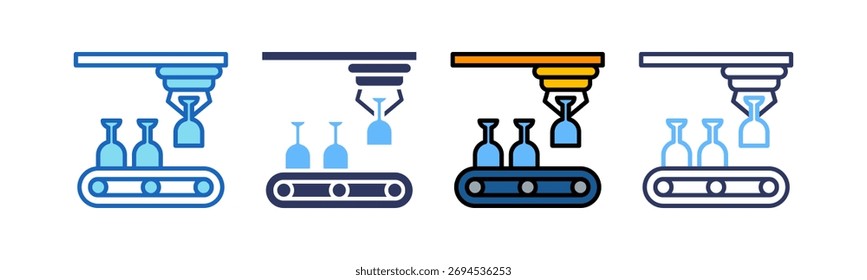 Ícone de produção de vidro multiestilo Ilustração de vetor