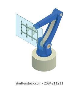 Glass production isometric composition with isolated image of factory appliance vector illustration