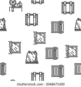 Glass Production Plant Vector Seamless Pattern Thin Line Illustration