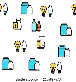 Glass Production Plant Vector Seamless Pattern Thin Line Illustration