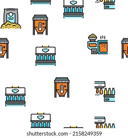 Glass Production Plant Vector Seamless Pattern Thin Line Illustration