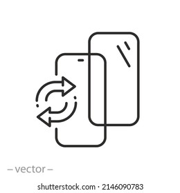 glass protector replacement for phone, screen mobile protect icon, thin line symbol on white background - editable stroke vector illustration