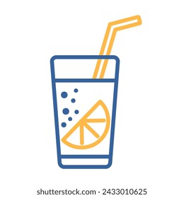 Glass of pure water with lemon vector icon. Graph symbol for fitness and weight loss web site and apps design, logo, app, UI