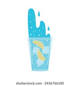 Glass of pure water with lemon. Vector illustration.