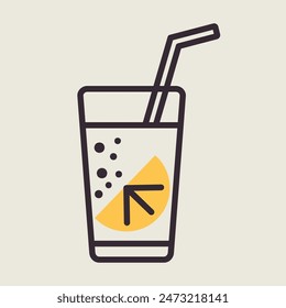 Glass of pure water with lemon vector icon. Graph symbol for fitness and weight loss web site and apps design, logo, app, UI