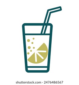 Vaso de agua pura con Vector de limón. Símbolo gráfico para el Sitio web de la aptitud y de la pérdida de peso y diseño de los App, logotipo, App, UI