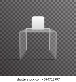 Glass rack shelf podium 3d isometric realistic design vector illustration