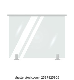 Glass railing isolated on white background designed to highlight the sleek and open aesthetics in the interior, enhancing safety and convenience