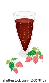 A Glass of Raspberry Juice with Raspberry Fruits, Raspberry Juice Is A Highly Nutritious and Refreshing Juice 