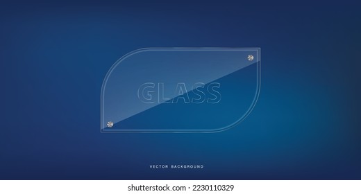 Glass rectangular banner medical digital technology science blue radient background. Vector illustration.