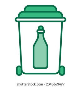  Glass recyclable color glyph button icon. Waste recycling. Garbage sorting. Environmental protection. Outline pictogram for web page, mobile app, promo.