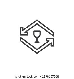 Glass recycling arrows line icon. linear style sign for mobile concept and web design. Recycle glass outline vector icon. Symbol, logo illustration. Pixel perfect vector graphics