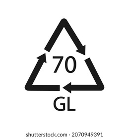 Glass recycling code 70 GL. Vector illustration