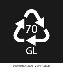 Glass recycling code 70 GL. Vector illustration