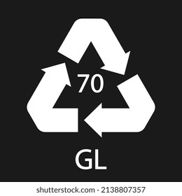 Glass recycling code 70 GL. Vector illustration