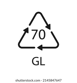 Glass recycling code 70 GL. Vector illustration