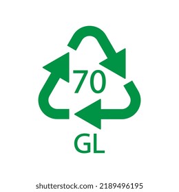 Glass recycling code 70 GL. Vector illustration