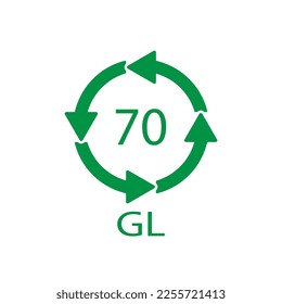 Glass recycling code 70 GL. Vector illustration