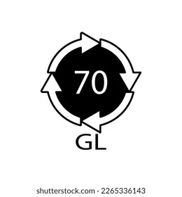 Glass recycling code 70 GL. Vector illustration