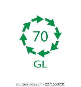 Glass recycling code 70 GL. Vector illustration