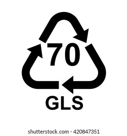 Glass recycling code 70 GLS . Vector illustration 