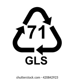 Glass recycling code 71 GLS . Vector illustration 