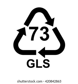 Glass recycling code 73 GLS . Vector illustration 