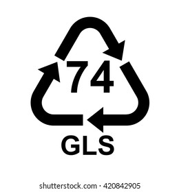 Glass recycling code 74 GLS . Vector illustration 