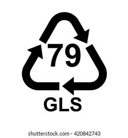 Glass recycling code 79 GLS . Vector illustration 