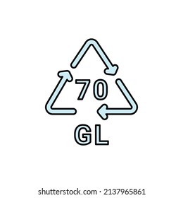 Glass recycling code GL 70 line icon. Consumption code. Editable stroke.