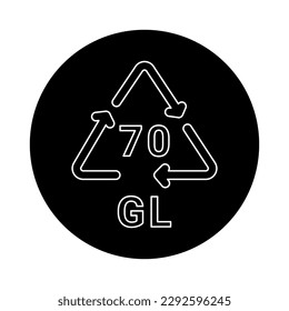 Glass recycling code GL 70 line icon. Consumption code. Editable stroke.