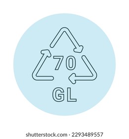 Glass recycling code GL 70 line icon. Consumption code. Editable stroke.