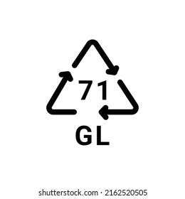 Glass recycling code GL 71 line icon. Consumption code. Editable stroke.