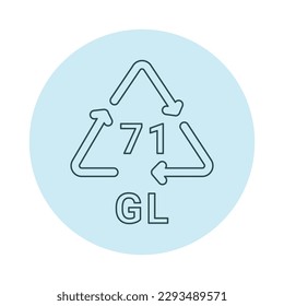 Glass recycling code GL 71 line icon. Consumption code. Editable stroke.