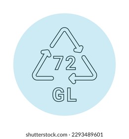 Glass recycling code GL 72 line icon. Consumption code. Editable stroke.