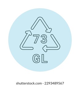 Glass recycling code GL 73 line icon. Consumption code. Editable stroke.