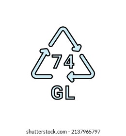 Glass recycling code GL 74 line icon. Consumption code. Editable stroke.