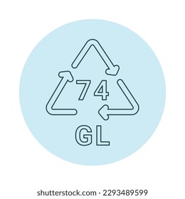 Glass recycling code GL 74 line icon. Consumption code. Editable stroke.