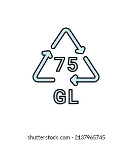 Glass recycling code GL 75 line icon. Consumption code. Editable stroke.
