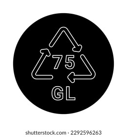 Glass recycling code GL 75 line icon. Consumption code. Editable stroke.