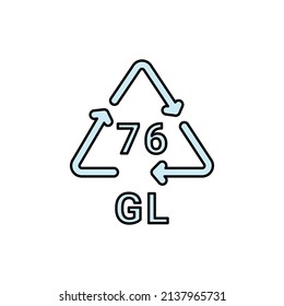 Glass recycling code GL 76 line icon. Consumption code. Editable stroke.