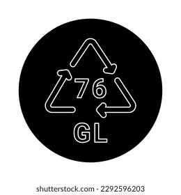 Glass recycling code GL 76 line icon. Consumption code. Editable stroke.