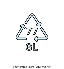 Glass recycling code GL 77 line icon. Consumption code. Editable stroke.