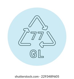 Glass recycling code GL 77 line icon. Consumption code. Editable stroke.