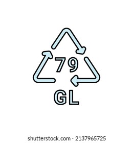 Glass recycling code GL 78 line icon. Consumption code. Editable stroke.