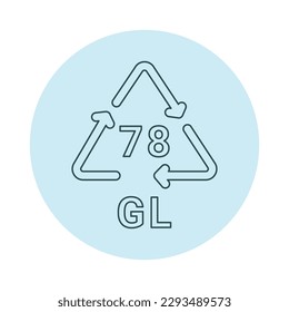 Glass recycling code GL 78 line icon. Consumption code. Editable stroke.